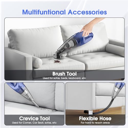 Image of YOOHI Handheld Vacuum Cordless Rechargeable - 6000Pa Mini Hand Held Vacuum, LED Light, 20-25 Mins Runtime, USB Charging, 500ML Cup - Lightweight Small Vacuum Cleaner Cordless for Car /Office /Home