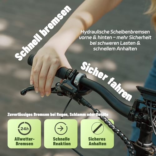 Fafrees FF20CUV, Longtail E-Bike 20 * 3.0 Zoll, E-Lastenrad 250W 25km/h, ebike Damen 12Ah*2 Akku, E-Fahrrad 75N.m Reichweite 100-140km, Tragkraft 200kg – Bild 6