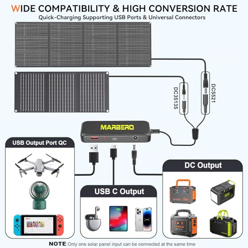Image of MARBERO 88.8Wh Portable Power Station with 30W Solar Panel 150W Peak Camping Solar Generator Power Bank with AC Outlet(2*AC,2*USB A, 2*USB C,) for Outdoor Travel Home Emergency Blackout Hurricane