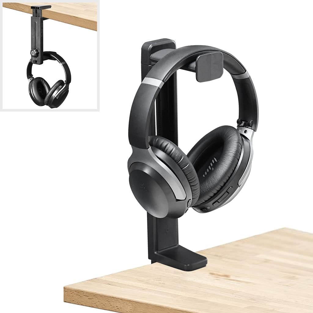 Gaming Accessori Supporto per Cuffie Girevole A 360 Gradi 2 in 1, Supporto per Cuffie da Gioco sopra E sotto La Scrivania Supporto per Cuffie con Gancio Stand Over-Ear da Gioco