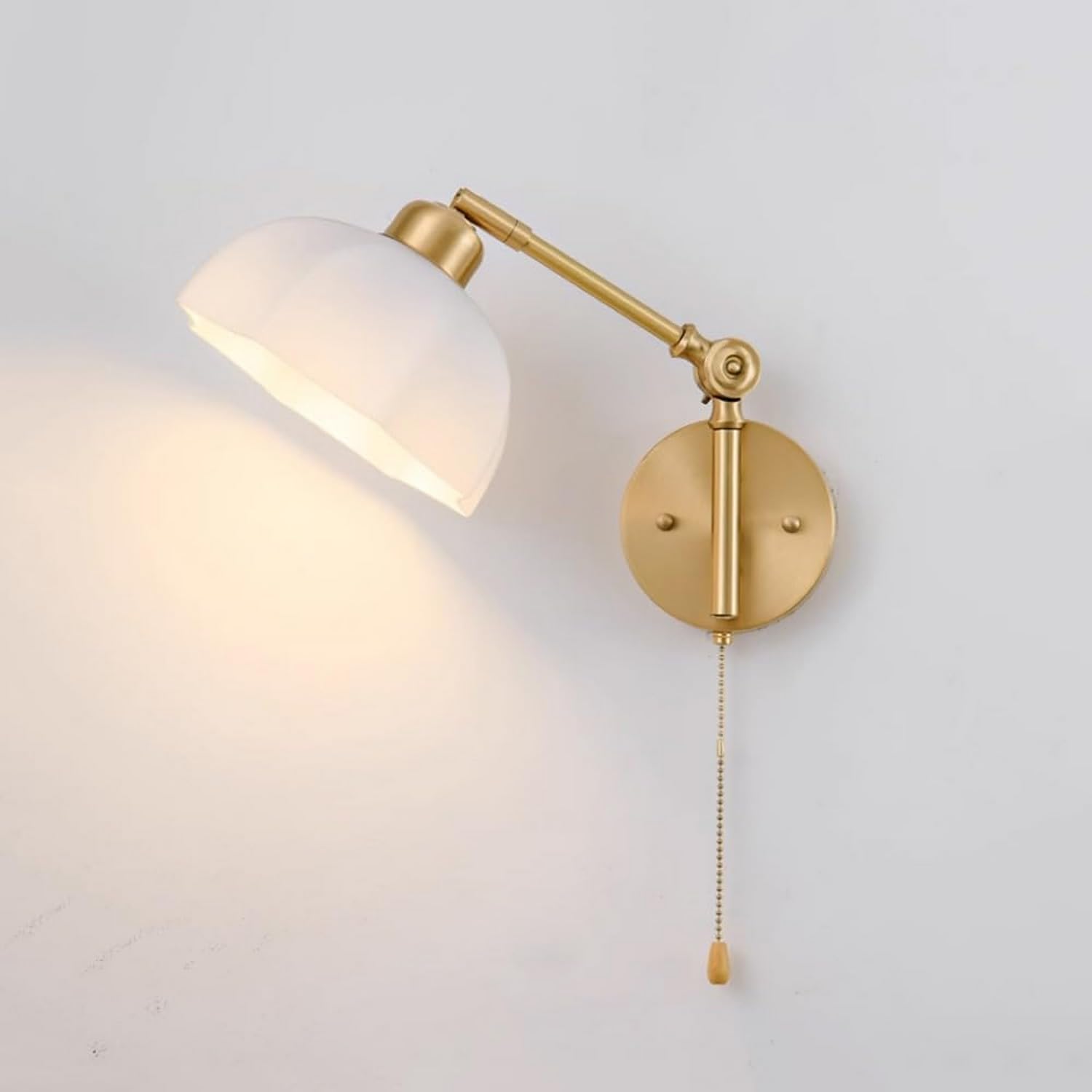 CWCQGH Wall Sconces, Wall Light Bedside Decor Lamp Modern Brushed Brass Wall Lamps - Glass Shade Wall Sconce Home Bedside Adjustable Wall Mount Lights Bedroom Living Room Decor Wall Reading Lamp