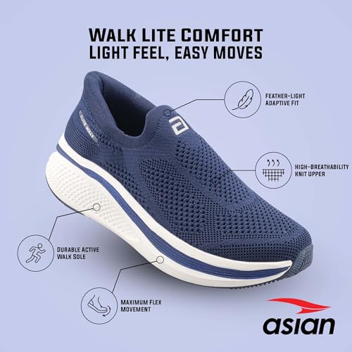 Image of ASIAN Wonderwalk Pro-01 Men's Premium Walking Shoes with Lightweight Knit Design | Soft Cushion Comfort, High-Grip Outsole, Breathable Knit and Supportive Daily Walk Performance