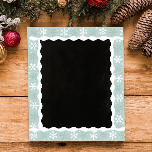 Image of BeYumi Winter Snowflake Border Trim - 65ft Winter Christmas Sage Green White Snowflake Scalloped Rolled Border Trim Bulletin Board Borders School Classroom Door Home Office Chalkboard Party Decoration
