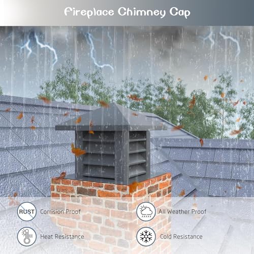 Close-up of Chimney Rain Cap Edges and Louvers
