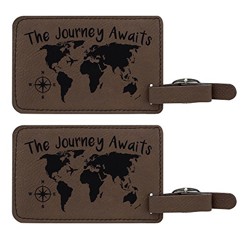 The Journey Awaits Leather Luggage Tags 2-Pack