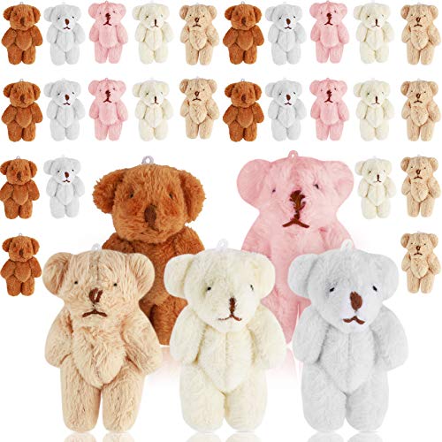 40 Pieces Mini Bear Plush 2021 Graduation Tiny Bear Mini Joint Bear Tiny Soft Bear Doll Stuffed Animal Toys for Graduation Birthday Cake Wedding Decoration Party Favor, 5 Colors