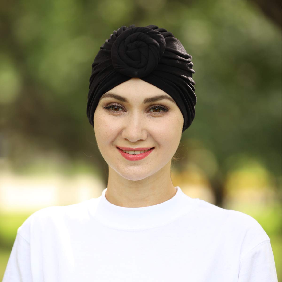 Women Turban African,3 Packs Knot Sleep Pattern Headwrap Beanie Pre-Tied  Bonnet Chemo Makeup Cap