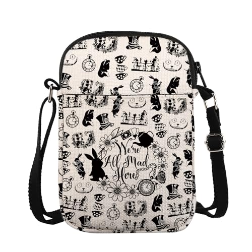 VAMSII Were All Mad Here Alice Crossbody Bag Wonderland Alice Fairy Tale Fans Gift (Mad Here CB)