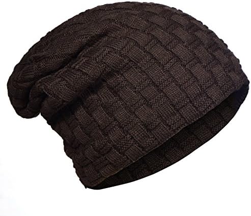 DonDon Męska czapka zimowa długa czapka beanie z pluszowym polarem