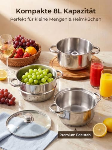 FOHERE Dampfentsafter 8L Edelstahl, Saftentsafter für frisches Obst – Ansicht 2