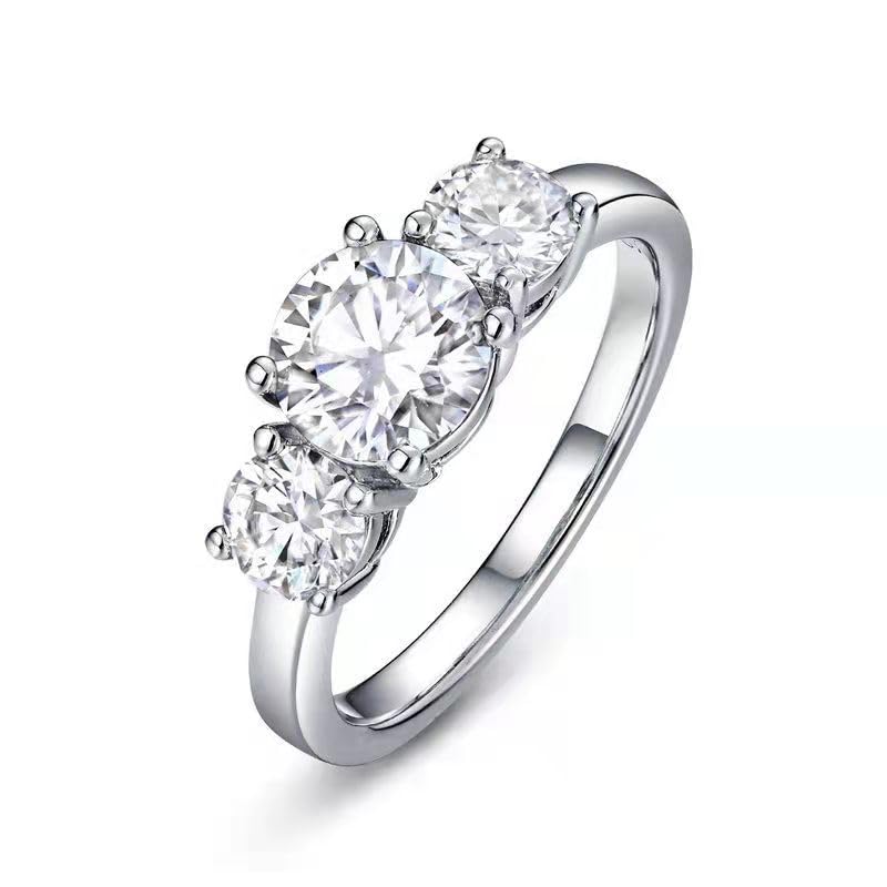 1PC Three Zircon Wedding Band For Women Sterling Silver Ring Material Promise Engagement Eternity Fine Jewelry Gift3