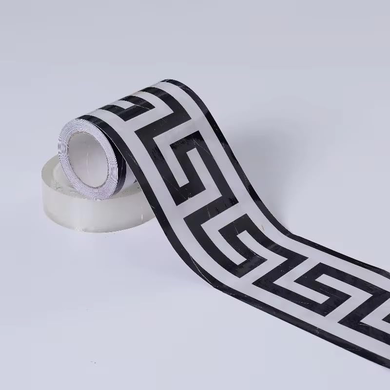 10metre Vinyl Decals Self-Adhesive Wallpaper Wall Border Peel and Stick for Easy Home Decoration and Organization for Bathroom Living Room Modern Black and White(10 cm x 1000 cm)