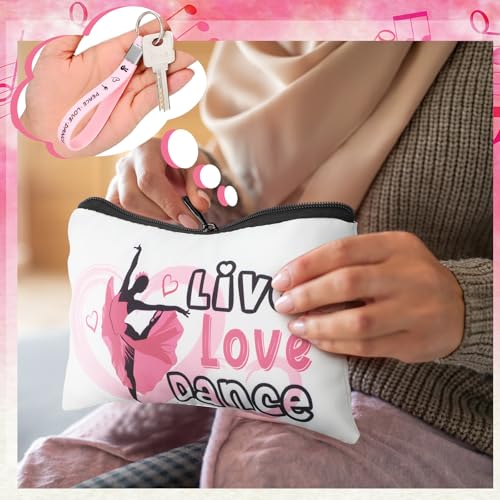 Kacctyen 20 Pcs Dancer Graduation Gifts Bulk Dance Team Makeup Bag for Women Pink Ballet Party Favors Silicone Quote Keychains Dancer Stuff Class Prizes Back to School Birthday Party Gifts for Friend - Image 3