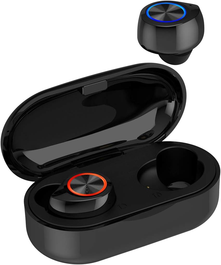 Bluetooth Headphones, QueenDer Wireless Earphones In Ear Bluetooth 5.0 Noise Cancelling with Microphone Deep Bass 3D Stereo Sound True Wireless Mini Earbuds Running Sport for iOS Android(Black)