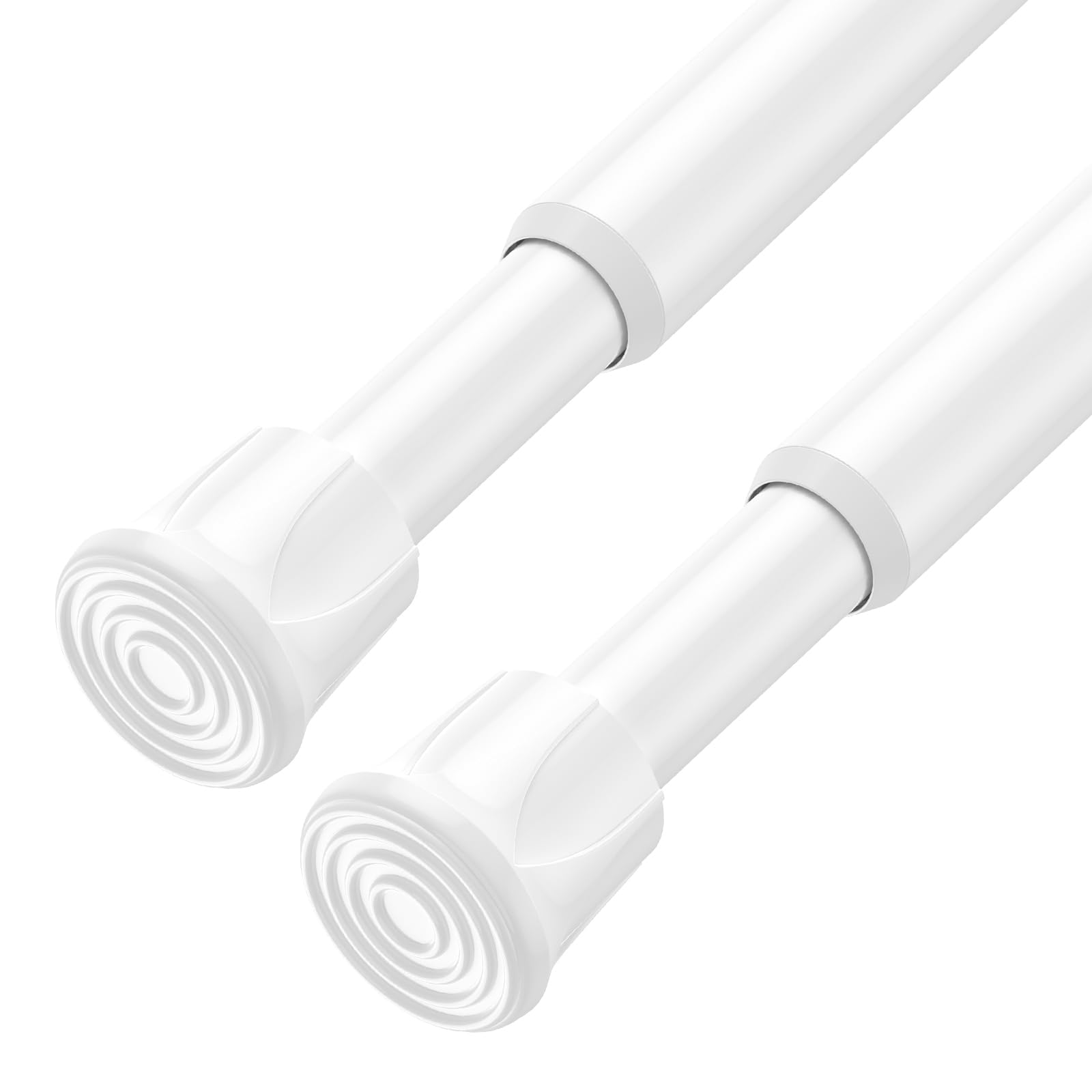 AIZESI 2 Pack Tension Rods for Windows 28 to 48 inch, Adjustable Short Curtain Rods No Drilling Small Tension Rods for Windows Door Kitchen Curtain, White