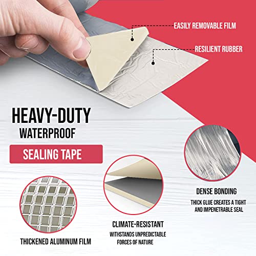 Image of Thump Leakage Repair Waterproof Duct Tape for Pipe & Roof Water Heavy Duty Leaks Solution Aluminum Foil Butyl Rubber Adhesive Sealing for Surface Cracks - Silver, 5 mtrs