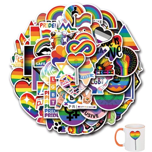 50 Stück Pride Sticker,Lgbtq Sticker,Pride Tattoos,Ahrrad Pride Aufkleber Set,Wasserdicht Vinyl Stickers Für Auto,Motorräder,Fahrrad,Snowboard,Gepäck,Laptop