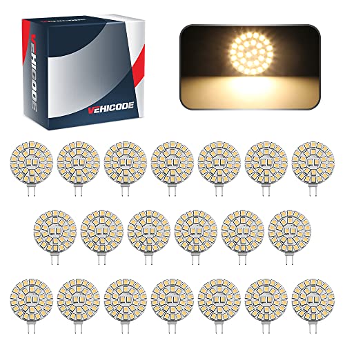 Vehicode G4 Led Bulb 12V 2.5W Soft Warm White 2700K-3000K 20W Halogen Replacement T3 Jc Bi-Pin Base Side Flat Disc Ac/Dc Low Voltage Lamp For Rv Puck Light Landscape Outdoor Path Spotlight (20 Pack) #TOP2