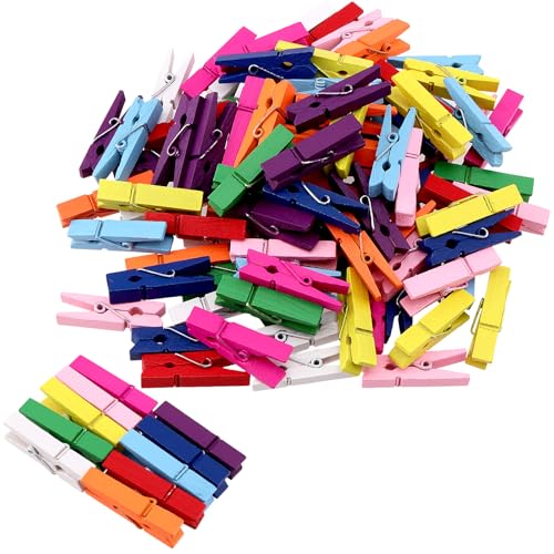 Petites pinces à linge en bois coloré lot de 400 pièces miniatures format 3,5 cm