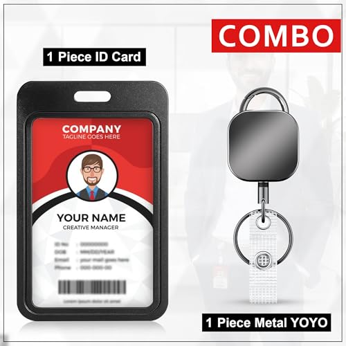 Image of Retractable Badge Reel Key Chain with ID Card Holder | Strong Pull Key Ring with Belt Clip | Office & Hospital Use | Pack of 1