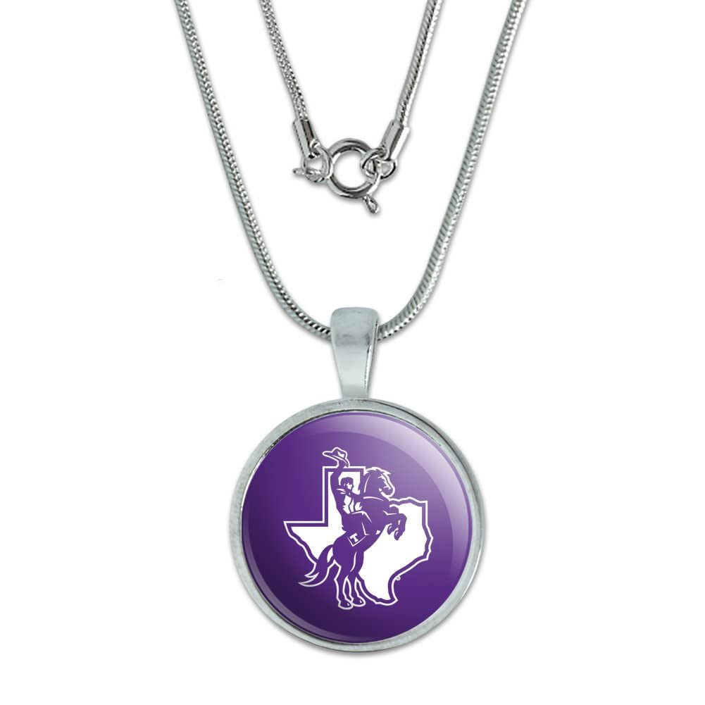 GRAPHICS & MORE Tarleton State University Primary Logo 0.75" Pendant with Sterling Silver Plated Chain