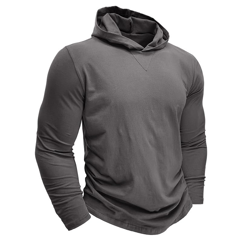 Fashion Men's Lightweight Hoodie Athletic Gym Workout Long Sleeve Pullover Sport Solid Sweatshirt3