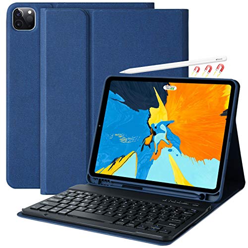 iPad Pro 11 inch Case with Keyboard - 2020 iPad Pro 11 Keyboard Detachable Wireless Bluetooth, Auto Sleep Wake iPad Cover Case Keyboard for iPad Pro 11â€œ 2020 2018 with Pencil Holderï¼ˆBlueï¼‰