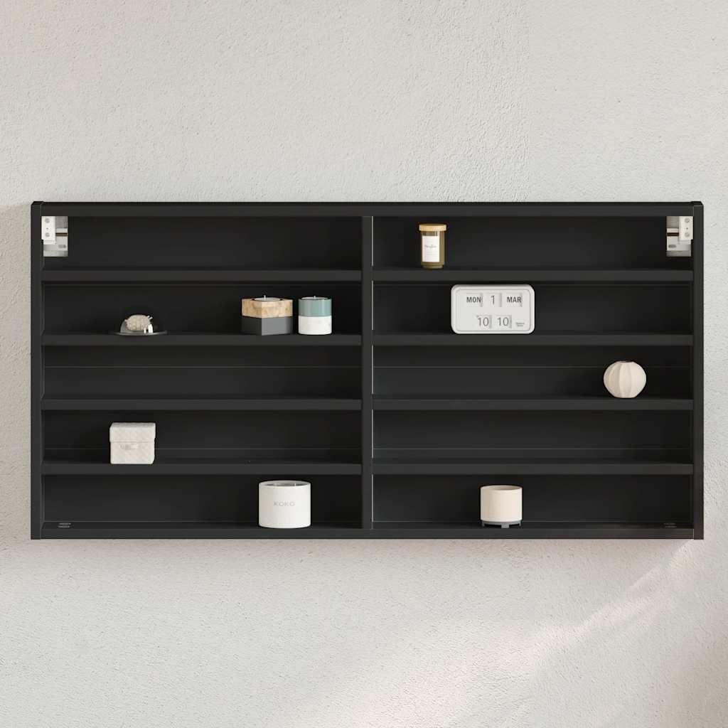 Vitrinenschrank mit Holzwerkstoff, Elegantes Design, Sammlervitrine für Wohnzimmer, Modellauto Vitrine, Display Case, Schwarz, 100 x 8.5 x 50 cm