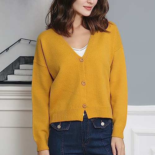 Image of ebossy Women's Vintage Preppy Cable Knit Cardigan Sweather Casual Plain Artistic Aesthetic Oversized Crop Jacket Top