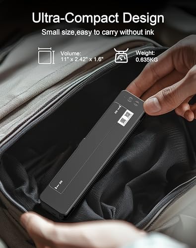 RHEIN Bluetooth Drucker Tragbar 2500mAh Akku Maschine Professionell Transfer Printer mit 10PCS A4 Transferpapier Kompatibel zu Android und iOS T106Z-EU