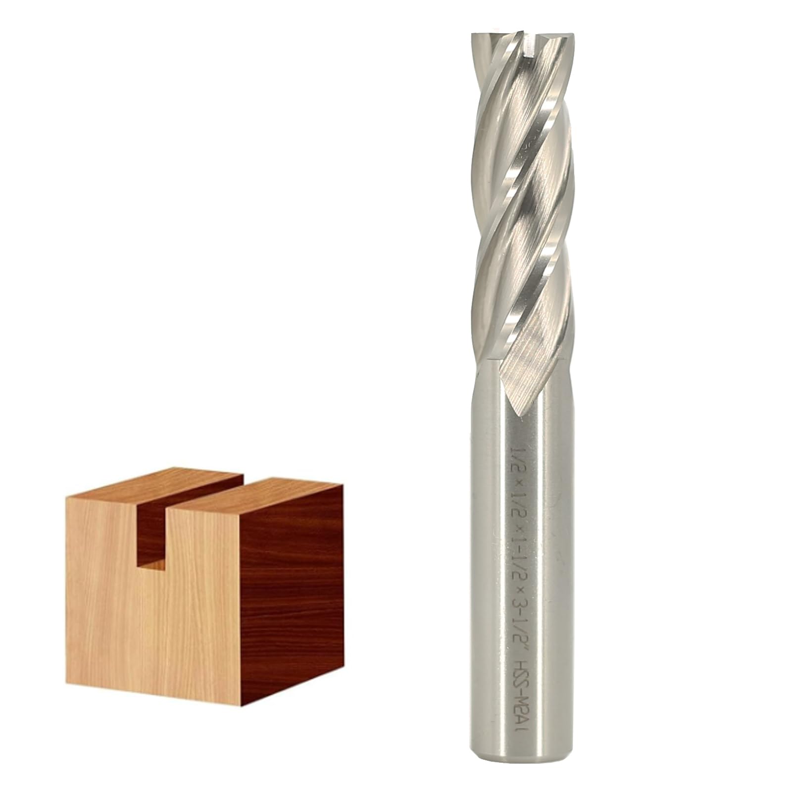 Sinoprotools Up-Cut Spiral Router Bit 1/2-Inch Shank, 4-Flute M2 High-Speed Steel HSS CNC Spiral Router Bits, 1/2" Cut Dia