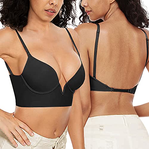 Hsia Backless Bras For Women Low Back Bra Seamless Black Plunge Deep V Bra For Backless Dresses #TOP12