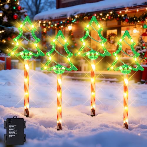 Shengruili 4Pcs Led Gartenstecker Weihnachten,Acryl...