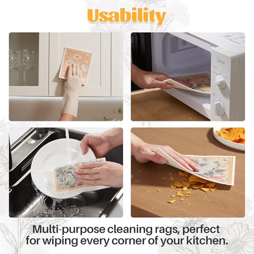 Image of JOYMOOP 12 Pack Decorate Cleaning Cloth (Quiet Luxury of Decorative Series), Reusable Absorbent Dish Towels, Non-Scratch Washable Rags for Cookware, Kitchen and Household Cleaning - 6.7x7.9 inch