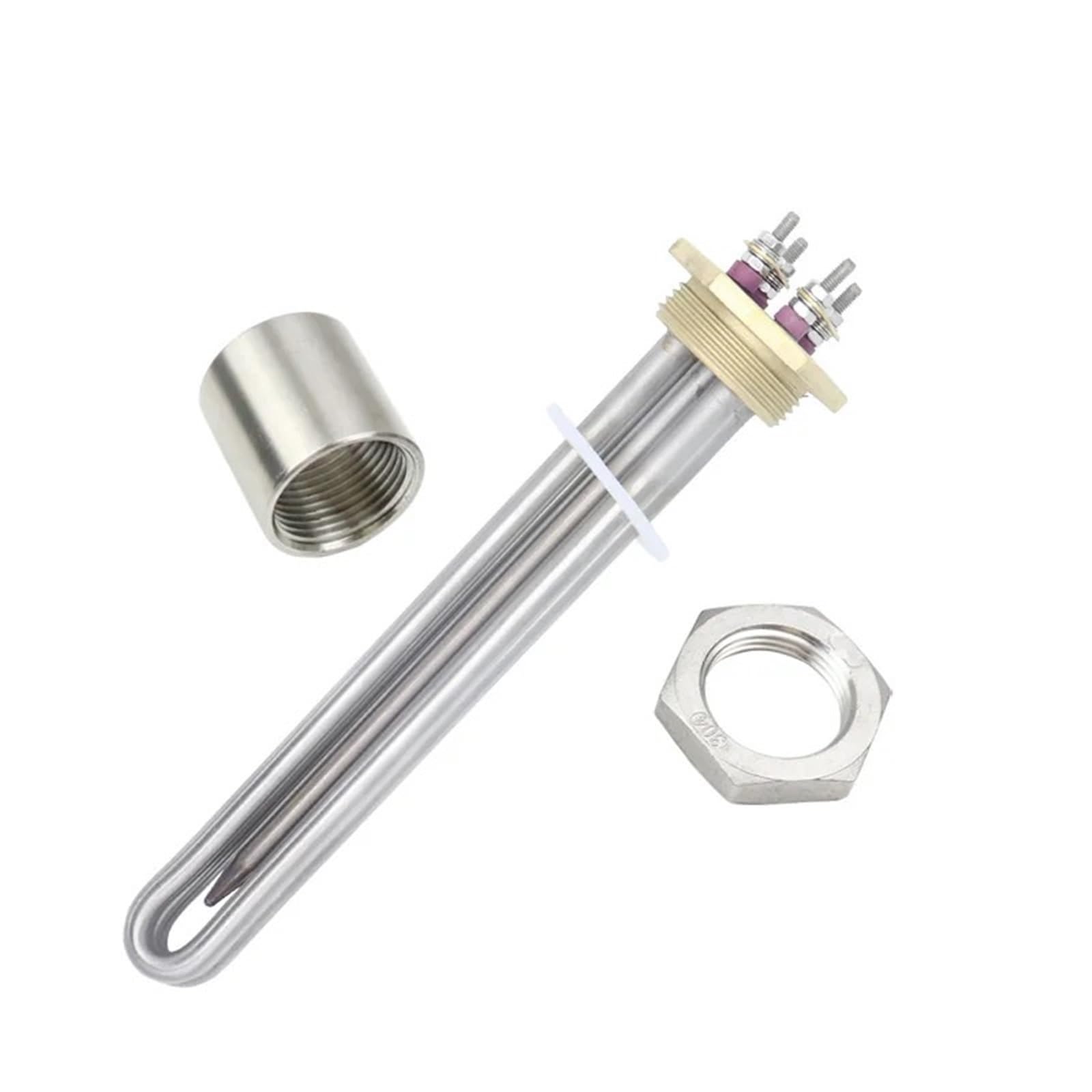 Elemento riscaldante 36V DC 1200W con scaldabagno a flangia in rame 1 1/4 "DN32 Tubo Termostato da 8mm pezzi (Dado del filo di riscaldamento)