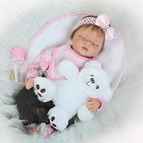 DFJU 22 Zoll Real Life handgemachte schlafende wiedergeborene Babypuppen Sammlerstück Magnetic Mund Mund Silikon Vinyl…