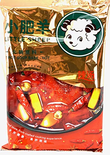 Little Sheep Hot Pot Soup Base With Dipping Sauce And 2 pcs Strianer ladleCombo Set (Clear Broth & Spicy Pack of 4)