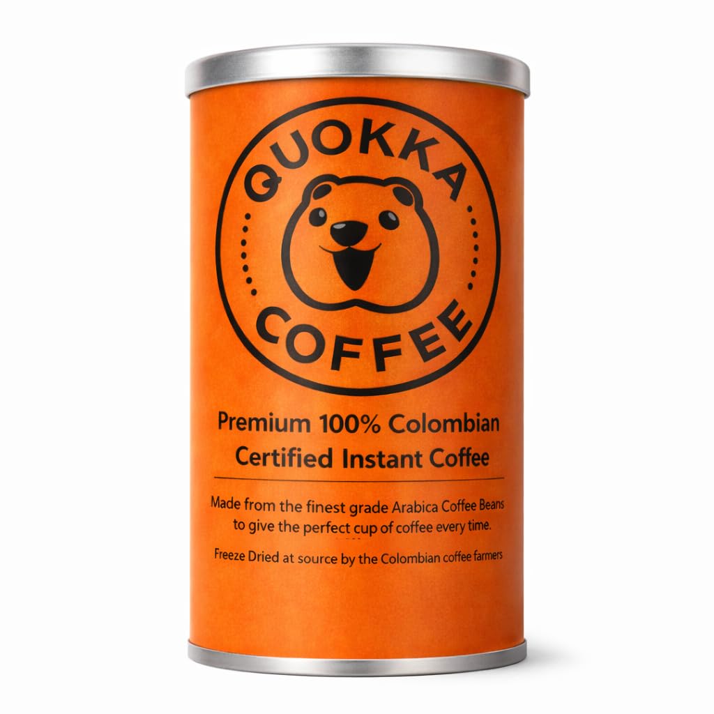 Quokka Instant Coffee - 100g (55 Cups), Smooth Medium Roast, Colombian Arabica Gold Blend