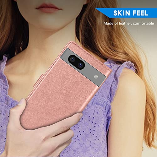 Image of ZZXX for Google Pixel 7a Wallet Case Magnetic Closure 6.1 inch,Rose Gold
