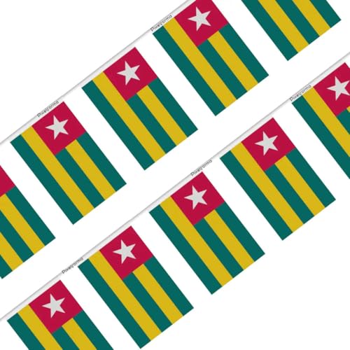 Guirlande drapeau Togo 18x28cm pavillon tissu décoration extérieure 100pcs