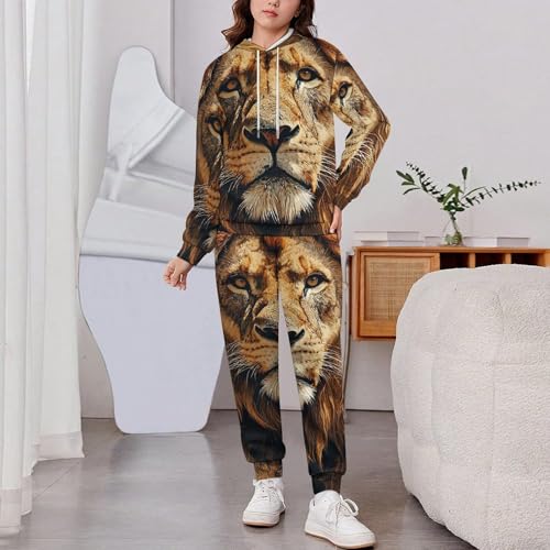Boy Girl Clothes Outfits Kids Long Sleeve with Pants 2PCS Clothing Set, Lion Vintage2