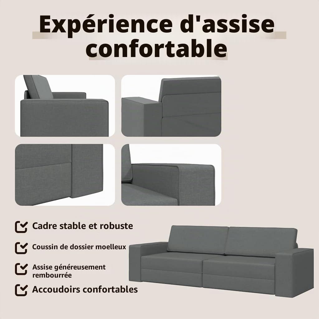 vidaXL Canapé-Lit Gris foncé 245 x 78 x 77 cm Tissu