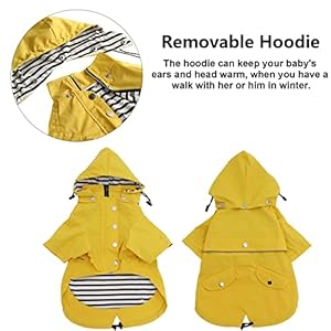 Pethiy dog raincoat Stylish Premium Dog Raincoats-small dog raincoat waterproof Zip Up Pockets, Rain/Water Resistant,Adjustable Drawstring-Yellow-XL