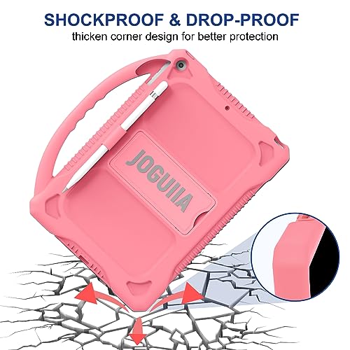 JOGUIIA Kids Case for iPad 10.2,Premium Silicone Shockproof Kids Cover for iPad 10.2inch 2021/2020/2019,Built-in Stand Handle for Apple iPad 9th 8th 7th Generation(Pink) - Image 4