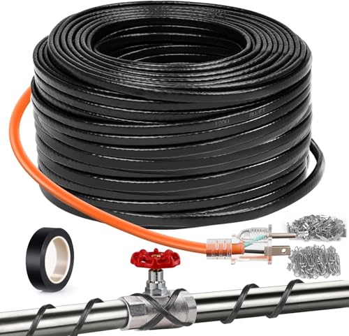 80FTï¼ˆ3FT-200FTï¼‰ Pipe Heating Cable for Pipe Freeze Protection, Heat Cable for Water Pipes(Metal and Plastic), Pipe Heat Tape Keeps Water Flowing at -40Â°F 5w/ft, 120V Plumbing fixture