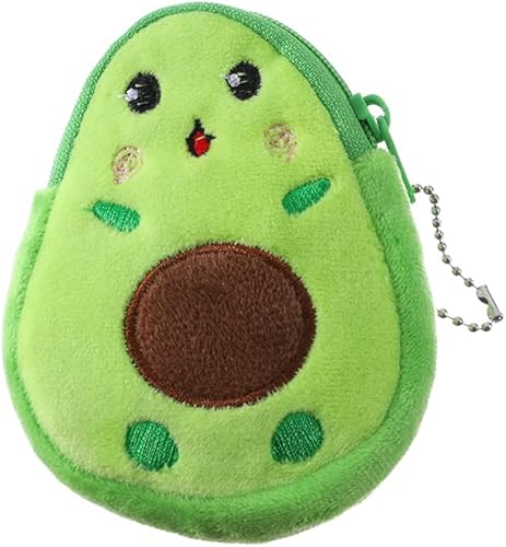 ZHIQIAN Monederos de peluche de aguacate, bolsas de monedas suaves con cremalleras, bonitos regalos de dibujos animados para niñas, mini monedero