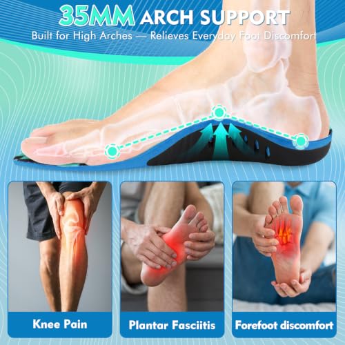 Image of Ailaka Arch Support Insoles for Women Men, 3.5 CM, Plantar Fasciitis Relief