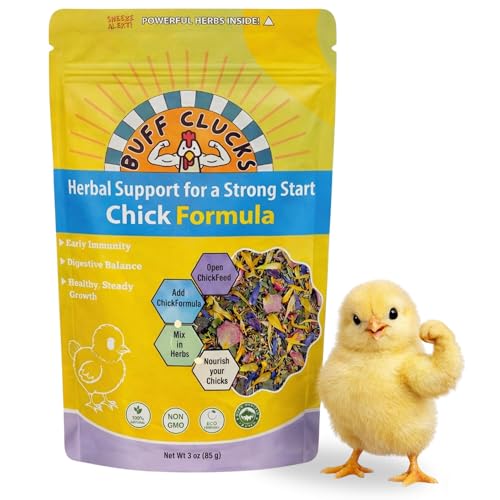 Image of Buff Clucks Chick Formula Herbal Supplement for Baby Chicks - All-Natural Botanical Blend for Daily Wellness, Feather Quality - Plant-Based Herbs for Coop Snacks - Calendula, Oregano, Lemon Balm, USA