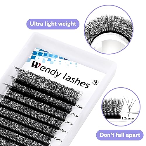 W Lash Extensions 4D Premade Fans Volume Lashes Mix8-14 0.07mm C Curl W-Shaped Lashes Refine the Roots of the Lashes and Extend 3 Tips Eyelash Extensions(4DW-0.07-C-814) - Image 2