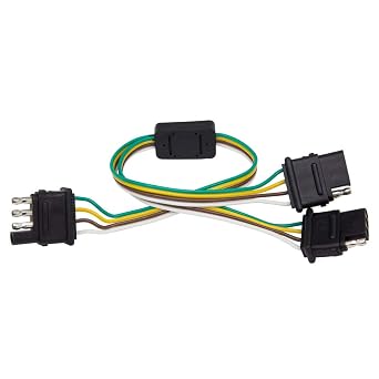LEDGlow Truck Flat 4 Pin Y-Splitter Adapter Trailer Harness - Powers Both Tailgate LED Light Bars & Trailer Lights